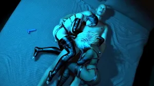 Deux ladyboys sucent une bite dans cette animation 3D